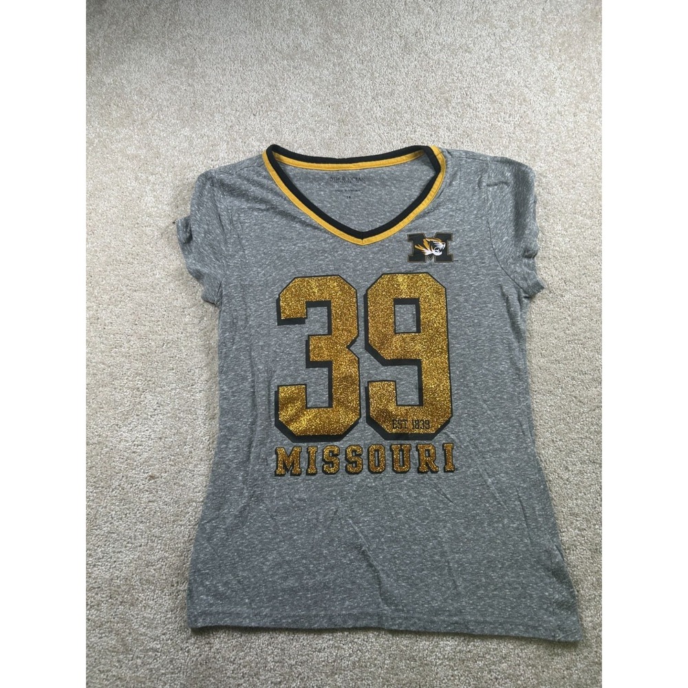 Missouri Womens V-Neck T-Shirt Size L 5th & Ocean Gray‎